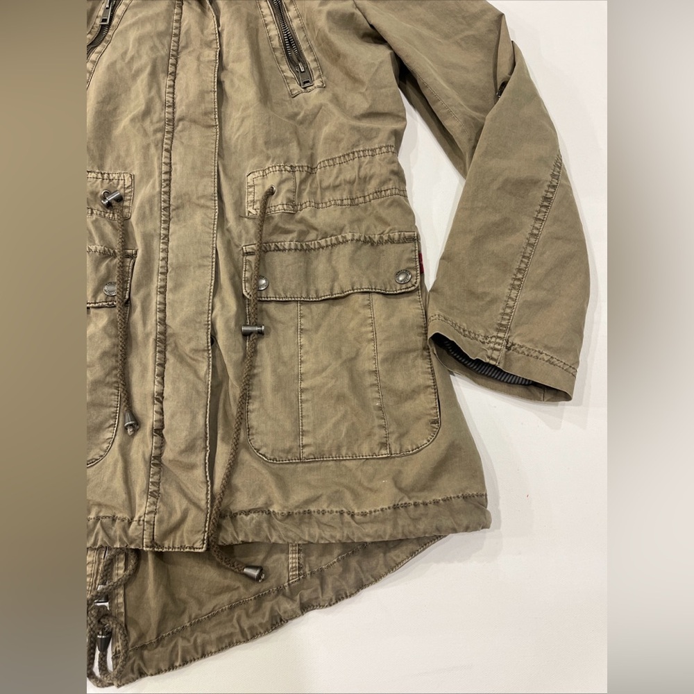 SOLD Levi's Army Jacket Womens M Green Hooded Field Chore Military Utility Coat - Picture 3 of 16